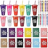 Shellwei 36 Pcs Employee Appreciation Gifts 24 oz Thank You Cups Bulk with Lids and Straws Inspirational Spiral Notebooks and Pens Plastic Reusable Cups for Housekeeping Week Christmas