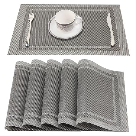 YUJIAN PVC Platzdeckchen, Abwaschbar Tischmatten aus Rutschfest Abgrifffeste Hitzebeständig Tischsets Schmutzabweisend und Wa