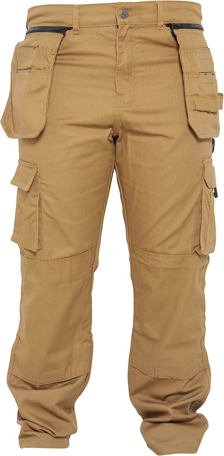 Qaswa Mens Work Trousers Removable Holster Pocket Heavy Duty Safety