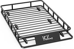 Folews 64 x 39 x 6 Inch Roof Basket, Heavy Duty 300LB Roof Rack Cargo Carrier Universal Rooftop Cargo Basket Steel Luggage Ho