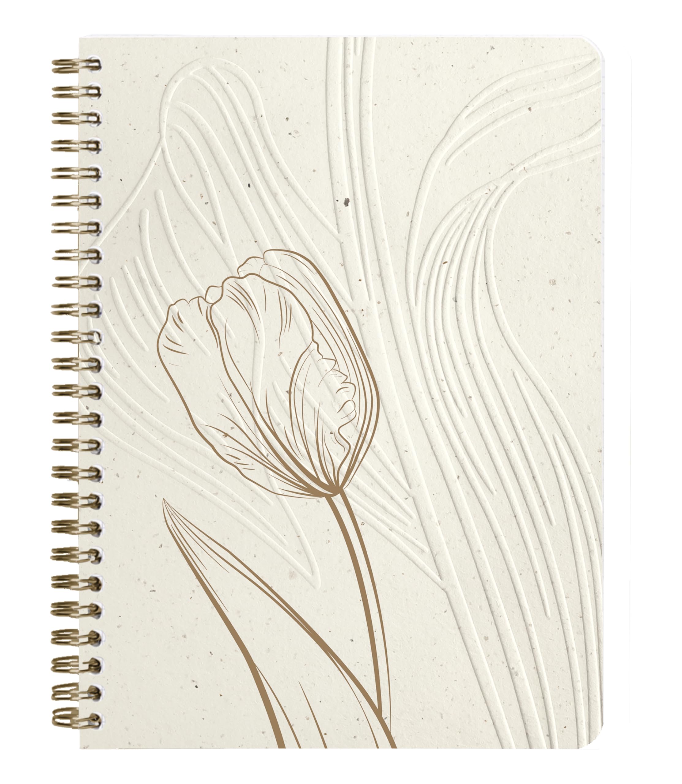 Clairefontaine 813068C - Spiral Notebook with Tulip/Nature/Floral Patterns - A5 14.8x21 cm 148 Dotted Pages/Dots Ivory Paper 90g - Tulip Paper Collection