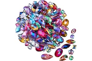 KDCQAH 500 Pcs Mixed 10 Colors AB Colorful Gems Rhinestones for Crafting, Flatback Rhinestones Gemstones Jewels for Crafts Halloween Party Decorations Cosplay Pirate Face Eye Body Makeup Embellishments