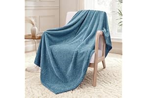 Exclusivo Mezcla Fleece Throw Blanket Extra Large, Super Soft and Warm Blankets for Couch, Sofa and Bed Waffle Textured, Cozy, Fuzzy and Lightweight (Slate Blue, 50x70 Inches)