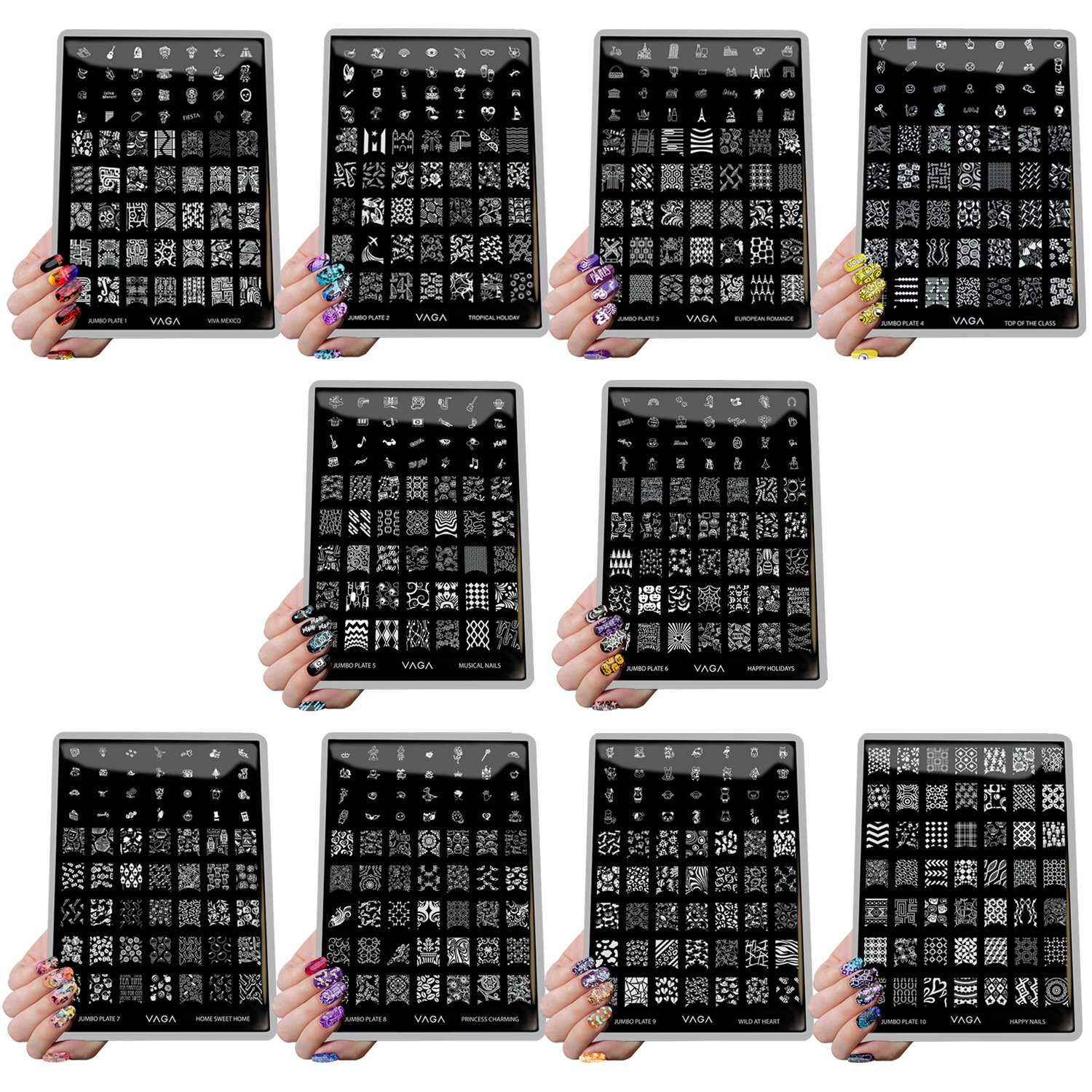 超激安 ジャンボネイルアートスタンプマニキュアプレートu1 10セット By Vaga B00b840ukw 即日出荷 Support Classfit Com