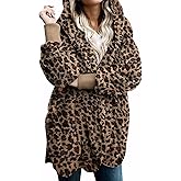 Zilcremo Women Hooded Cardigan Fuzzy Jacket Winter Open Front Fleece Coat Outwear with Pockets
