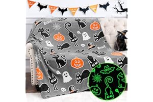 HOHOTO Halloween Decorations Gifts for Kids Boys Girls Glow in The Dark Blanket Toys Costumes for Women Teens 2 3 4 5 6 7 8 9 10 11 12 13 14 15 16 Years Old Ghost Boo Pumpkin Cat Bat Throw Halloween Decor