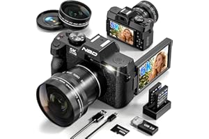 NBDDIGITAL True 5K Digital Cameras for Photography 64MP - 16X Zoom, WiFi, with 64GB TF Card, Wide-Angle & Macro Lens, Autofocus & Anti-Shake, Vlogging Camera for YouTube Travel (Black)