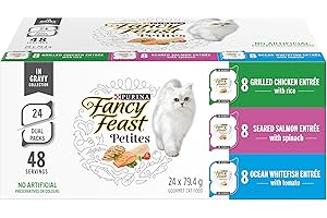 Fancy Feast Petites Wet Cat Food, in Gravy Collection Variety Pack 3 Flavours - 79.4 g Tray (24 Pack)