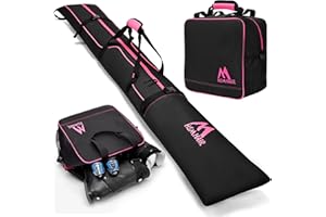 Hsmihair Ski Bag and Boot Bag Combo,Padded Ski Bag Set for Air Travel,Snow Ski Bags for Adults,Water- resistant Ski Boot Bag Fits for Skis Up to 200 CM and Boots Up To Size US13