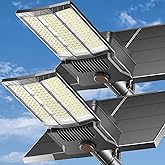 Adewalk 12000W Solar Street Light with Dual Solar Panels, Commercial Grade Parking Lot Lights with Large LEDs, Flood Lights Outdoor wth Motion Sensor and Remote Control for Yard, Street 2 Pack