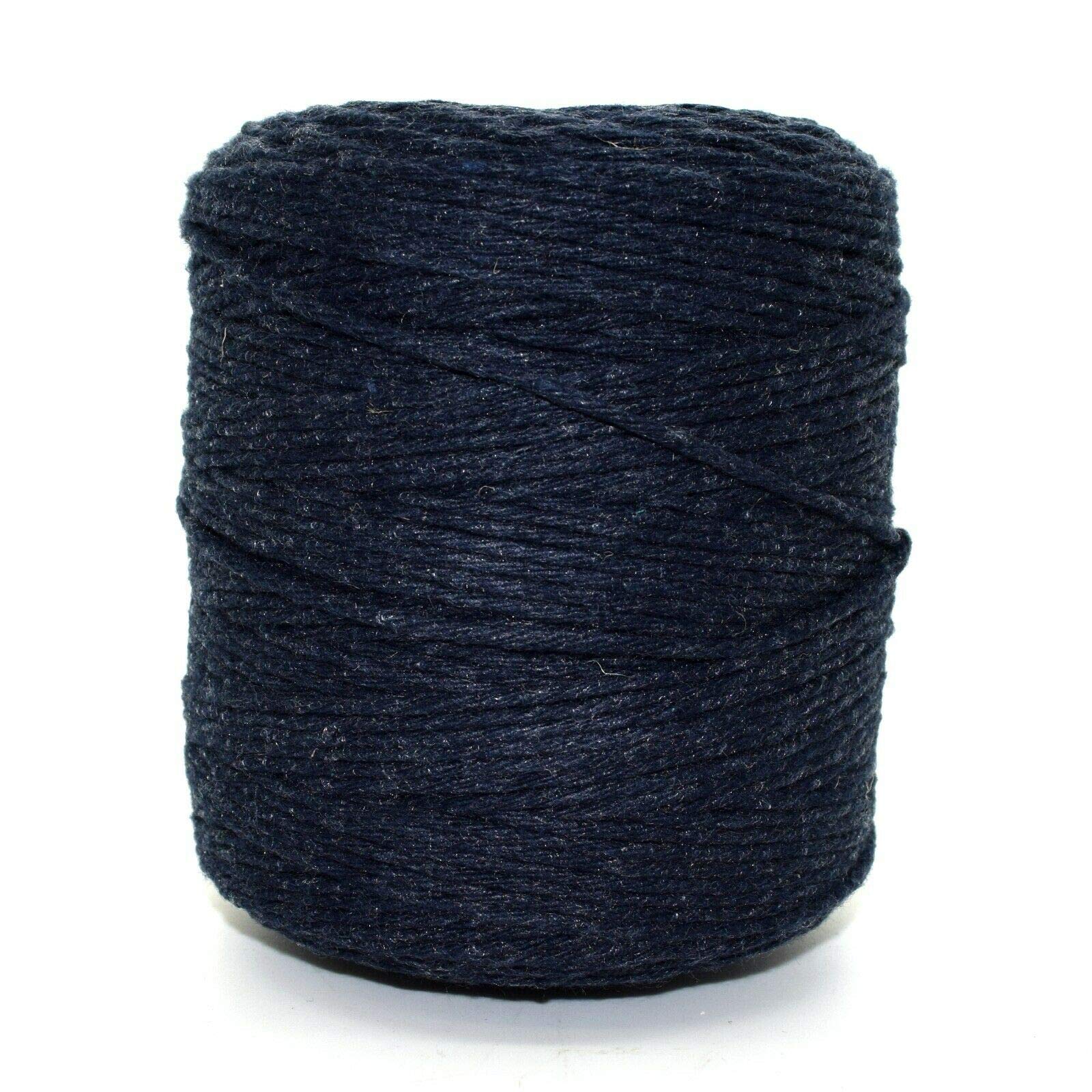 Premium Navy Blue Macrame Cord, 200 m / 656 ft of 3 mm Thick Natural Cotton Thread Yarn Macrame Rope for Wall Hangings, Plant Hangers, DIY Crafts, Home Decorations, Gift Wrapping (Reel)