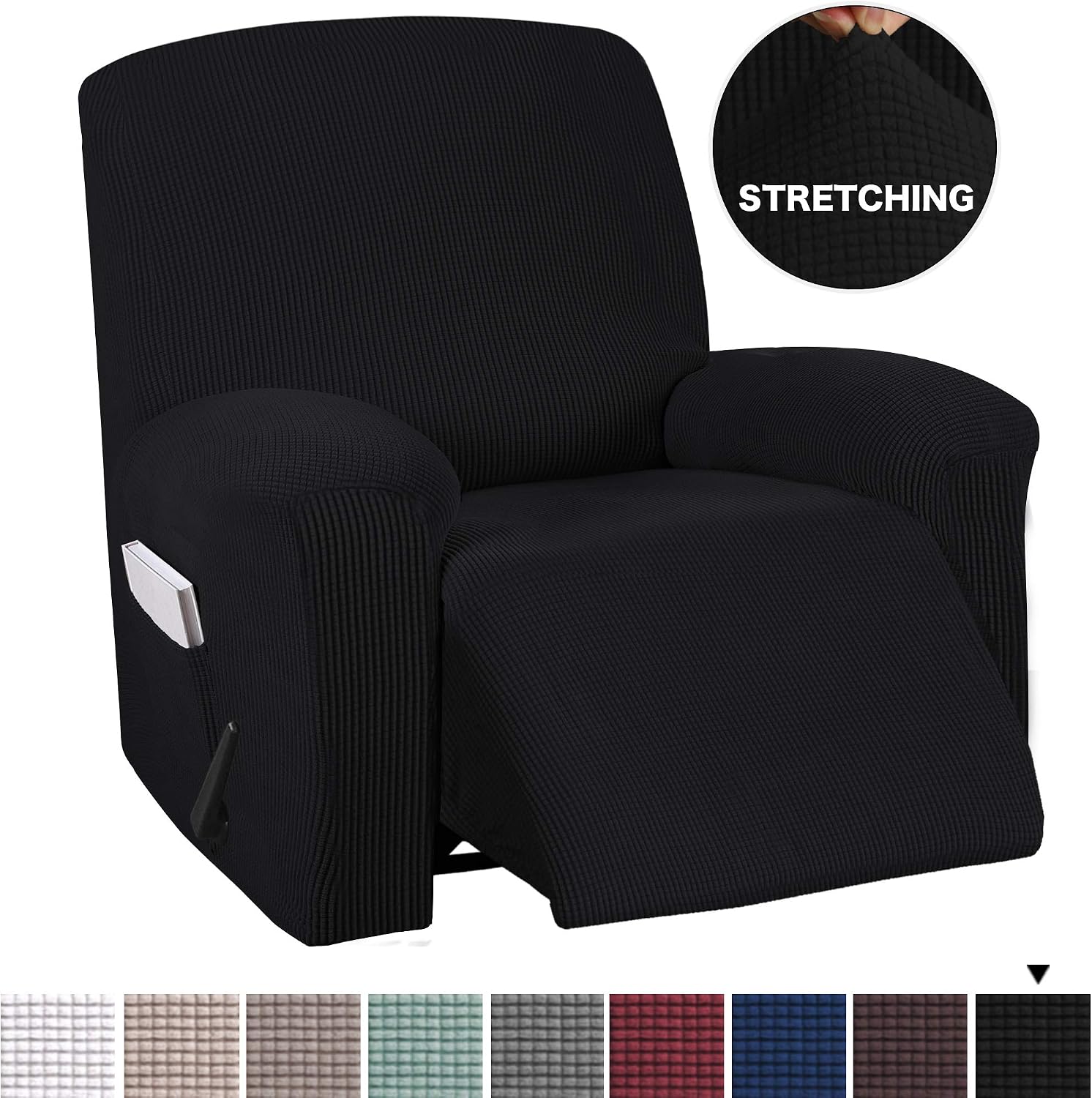 BellaHills Stretch Recliner Cover Recliner Chair Covers for Living Room Recliner Chair Slipcover with Side Pocket