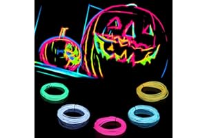 MQYMO 5 Pack EL Wire Neon Light Strip, 9.8ft DIY Flexible Neon EL Wire Sign Costume Light Kit for Halloween Christmas Party Festival Pub Clothing Bike Car Decoration, Glow-in-The-Dark Rope Novelty Lighting