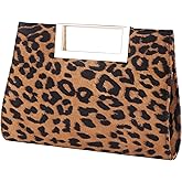 WALLYN'S Clutch Purse for Women PU Leather/Straw Evening Party Metal Grip Cut it out Handbag with Shoulder Chain Strap