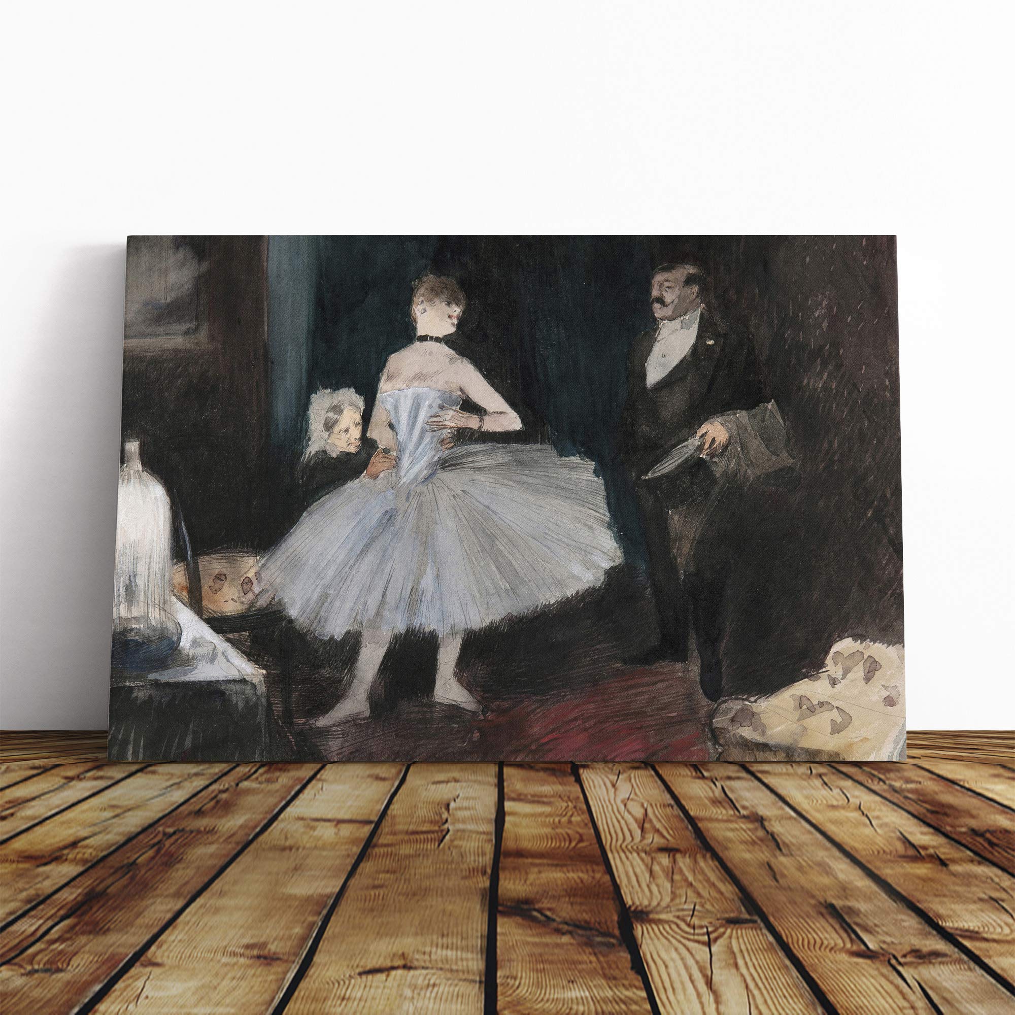 Jean-Louis Forain Visit in The Dancers Mounted & Stretched Box Frame Picture Canvas Print | Gallery Wrapped 30mm Frame Wall Art | 20x14 inches | Ready to Hang | Contemporary Picture | Living Room