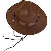 Kangaroo Park Ranger Brown Hat - Campaign Smokey Bear Fedora Adventure Hat for Men - Halloween Cosplay Theme Party Dress up Apparel