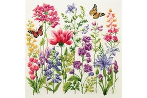 51buyoutgo Flower 11ct Cross Stitch Kits, 11 CT Funny Pre Printed Counted Stamped Cross Stitch Embroidery Needlepoint Pattern