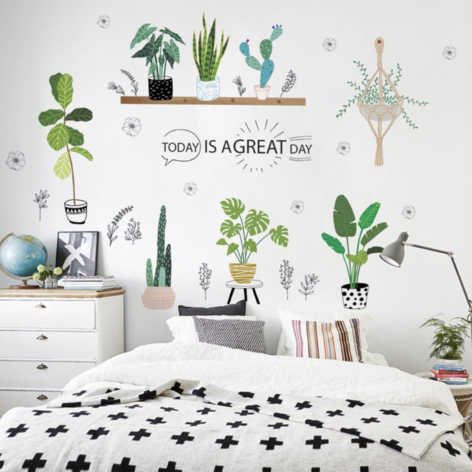 HorBous Plants Wall Stickers Art Decor Wall Decal Wall Art Sticker for Bedroom Home, Multicolor