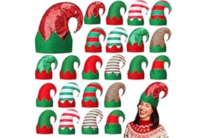 Croknit Christmas Elf Hat Xmas Elf Felt Hats Bulk Funny Hats with Bells Party Santa Cap for Christmas Party Teens Adults