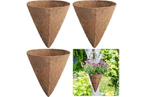 Newtay 4 Pcs 14 Inch Cone Shaped Coconut Liners Coconut Moss Liner for Hanging Baskets Coconut Replacement Liner for Planters Flowers Vegetables Indoor Outdoor Garden