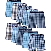 JupiterSecret Men's 100% Cotton Boxer Shorts, Men's Classic Fit Woven Underwear, 5 Pack / 10 Pack
