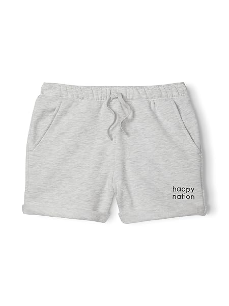 HAPPY NATION ROLLED HEM FLEECE SWEAT SHORTS, HEATHER...