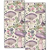 ainori Whimsical Mushroom Forest 2 Pack Hand Towels, 14.5x28 Inch Towel Set with Wildflower and Butterfly, Soft Absorbent Polyester, for Bathroom Kitchen Cabin Home Decor Gifts for Adults