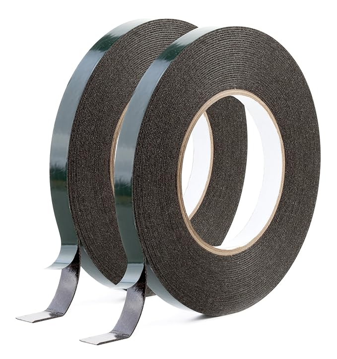 Sanojtape Doppelseitiges Klebeband (2-Pack) Schwarz Schaumstoff Montageband 12mm x 10m