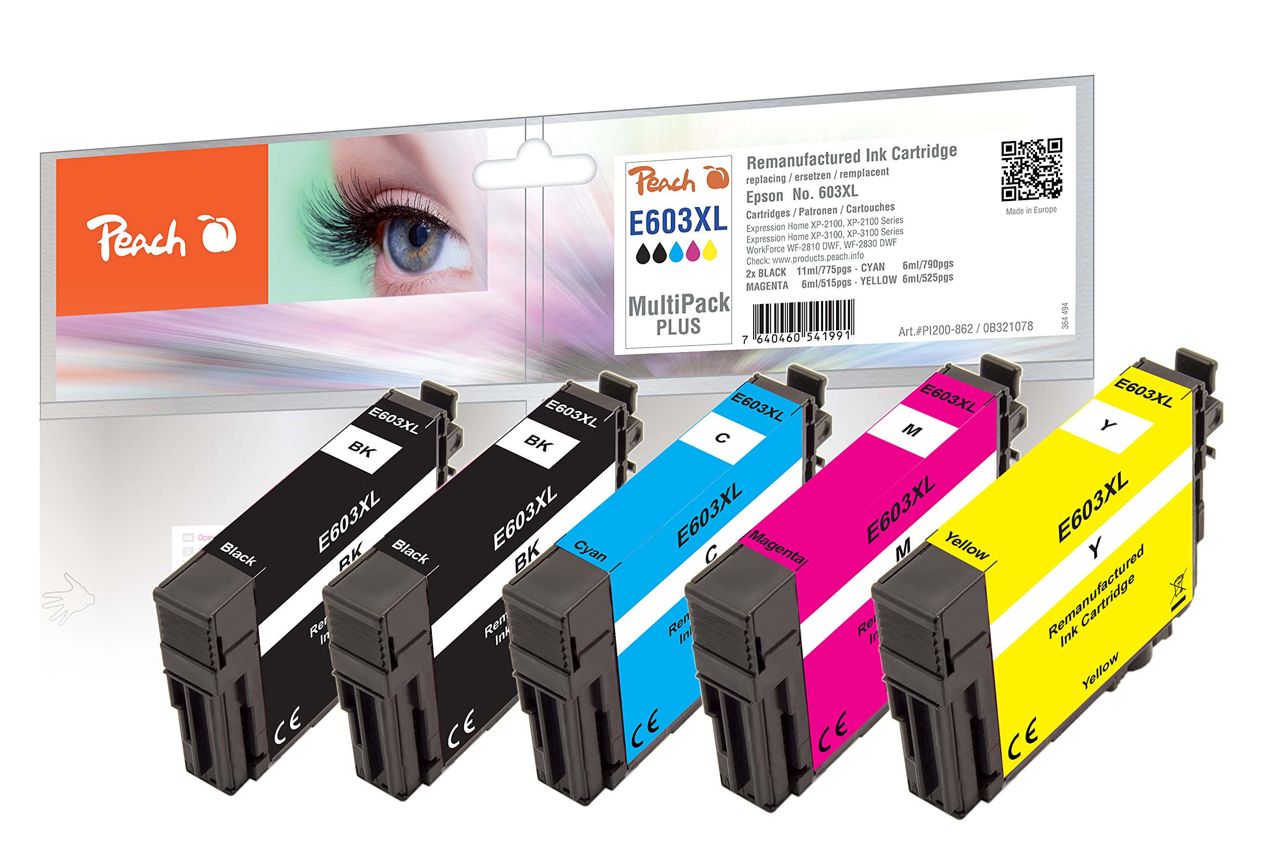 Peach Value Pack Plus Ink Cartridges XL Compatible with Epson No. 603XL, C13T03A14010, C13T03A64010