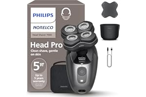 Philips Norelco Head Shaver Pro 7000 Series - Skull Shaver for Men and Women, 360° Flexing Head & ComfortCut Blades for Clean Shave, Gentle on Skin, Model HS7980/40