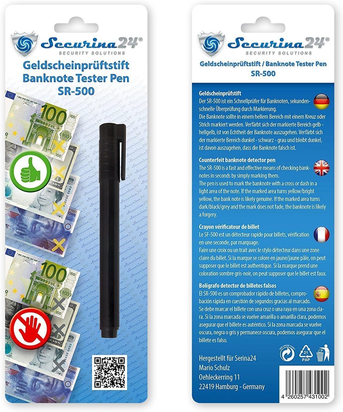 SLR 500 Money Tester PEN Cash Tester Pen Banknote Checker