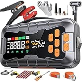 YaberAuto 16-in-1 Jump Starter with Air Compressor 8000A 160PSI Car Battery Jump Starter (All Gas/14L Diesel) 12V Jump Box Car Battery Jumper Starter Portable Jumper Cables, Emergency Tool Kit, Gloves