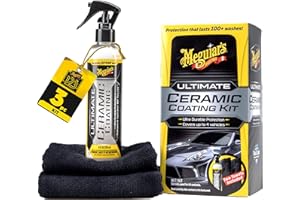 Meguiar's Ultimate Ceramic Coating Kit - Premium Kit for Cars Delivers Ultra-Durable Ceramic Protection with High Water Beading Action, Increased Gloss and Slickness, and Premium Microfiber Towels