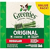 Greenies Original Regular Natural Dog Dental Care Chews Oral Health Dog Treats, 36 count (Pack of 1)