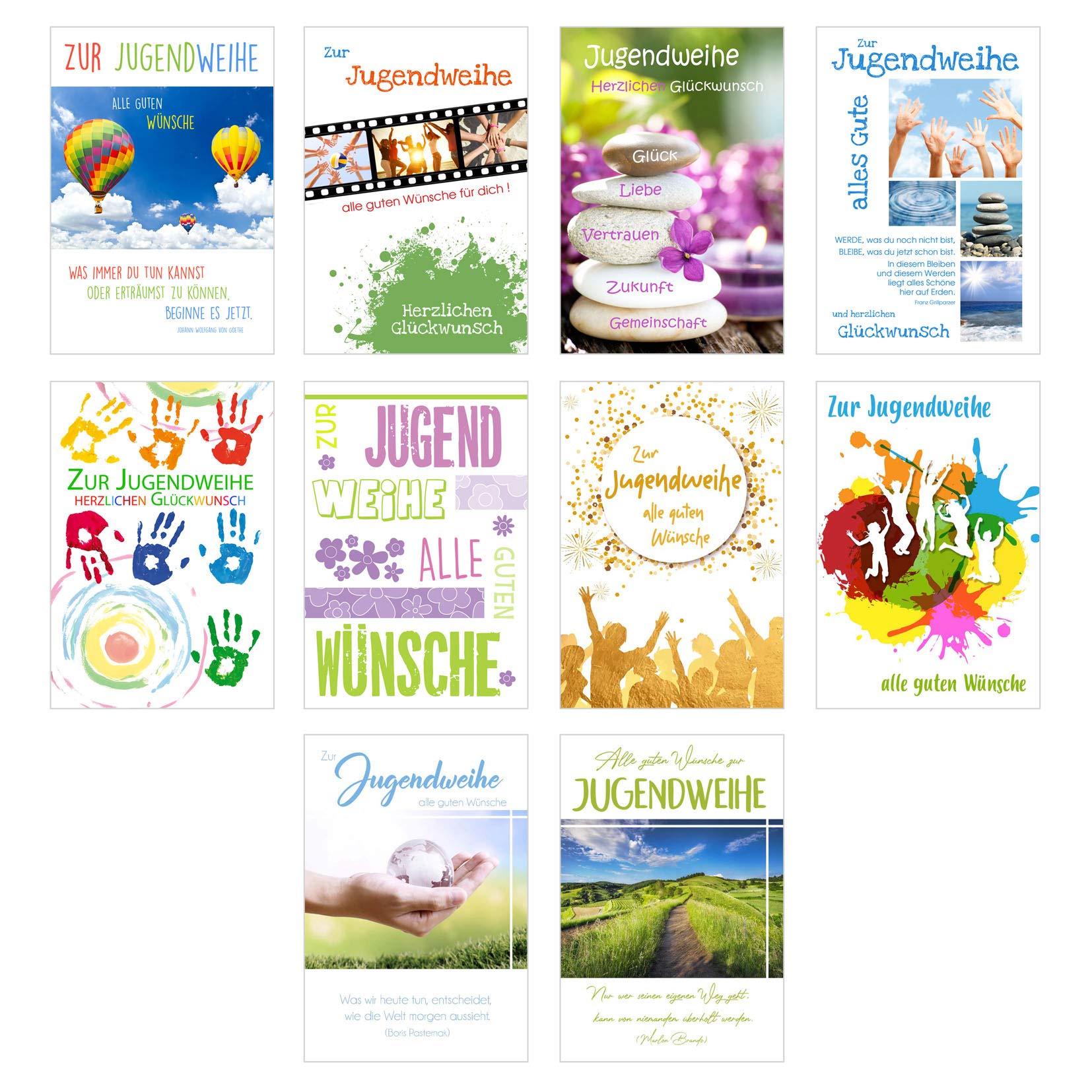 Edition Seidel Set of 20 Premium Cards for Youth Consecration with Envelope (Double Cards/Folding Cards with Envelope) Card Postcard Youth's Consecration Cards (10 x 2)