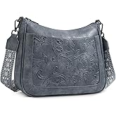 VIMUTI Crossbody Bags for Women,Vegan Leather Crossbody Purse with Adjustable Strap Embossed Flower Women's Shoulder Handbags | Medium, Trendy, Multi Pocket, Hobo Purse, Wide Guitar Strap, Lightweight