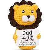 Dad Gifts from Son Daughter, Christmas Birthday Gifts for Dad Father Daddy, Papa Gift Idea, Funny Positive Handmade Crochet Lion Presents for Stepdad Bonusdad