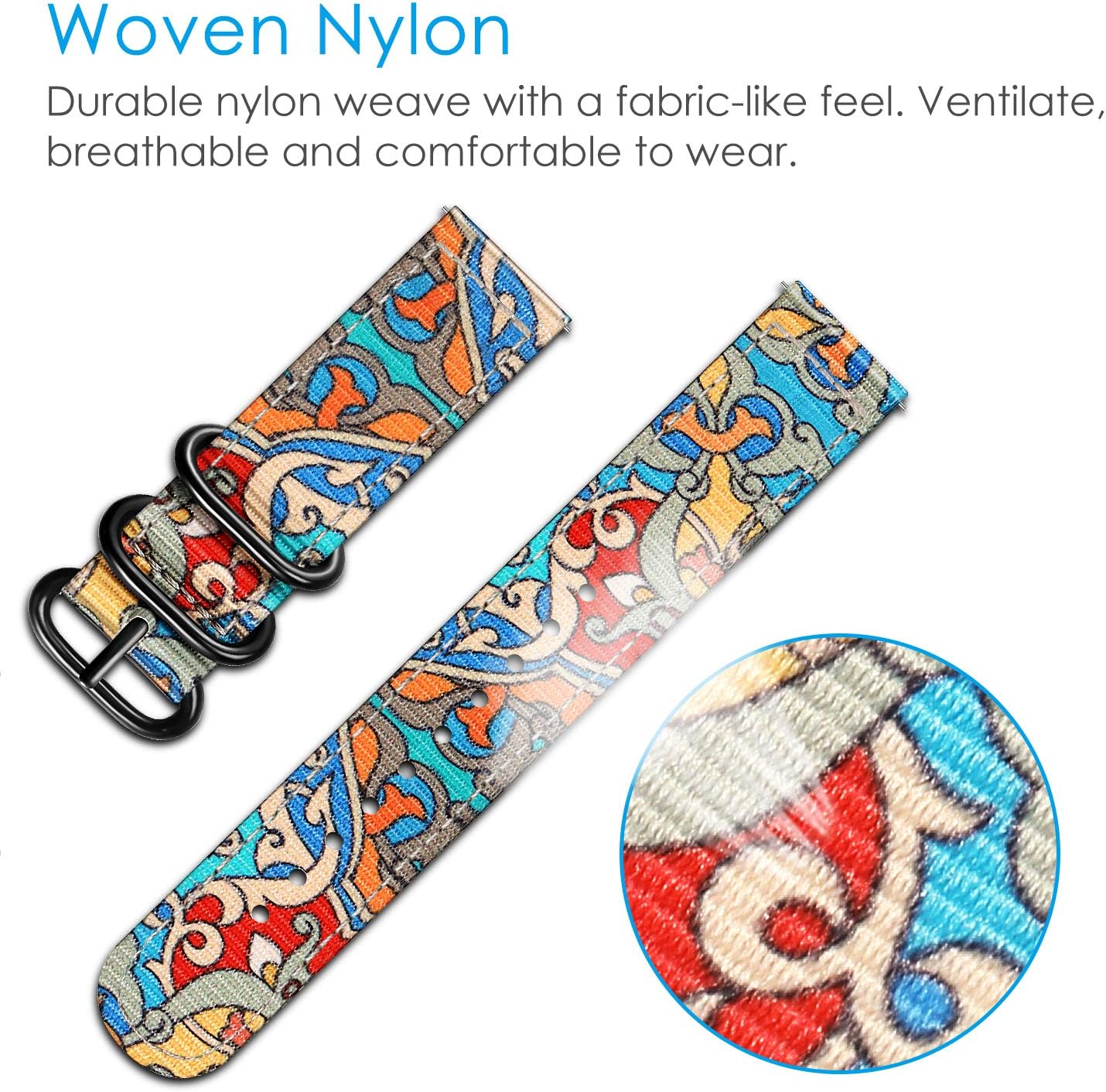 Fintie Bands Compatible with Fitbit Versa 2 / Versa/Versa Lite Edition, Soft Nylon Replacement Strap Wristband Accessories Compatible with Fitbit Versa Smart Watch, Cartoon Floral: Home Audio & Theater