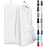 Your Bags Wedding Dress Garment Bag - Garment Bags for Travel & Hanging Clothes or Storage Preservation - 72" Wedding Dress Bag for Gowns Long with 20" Gusset for Puffy Bridal Gowns Cover - White