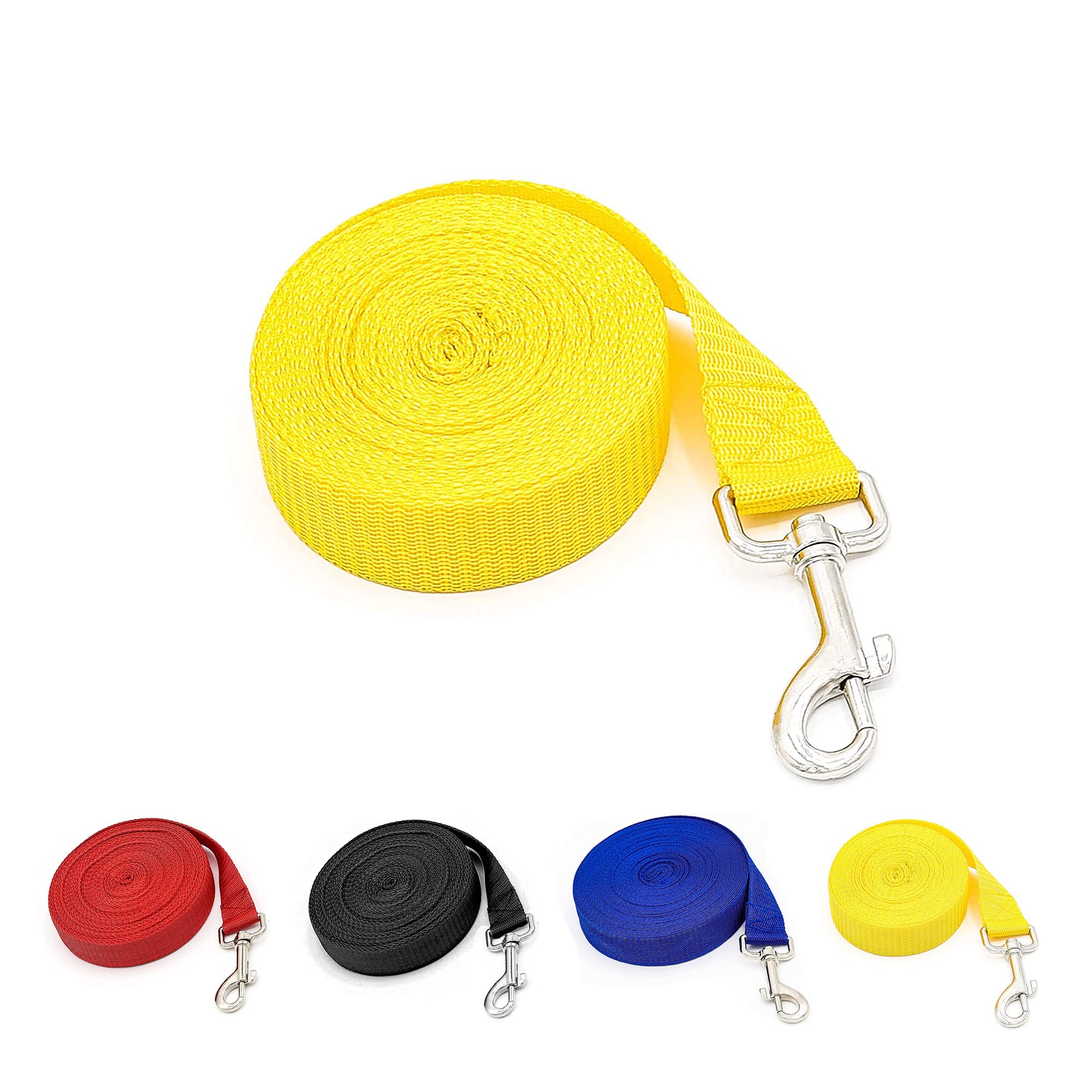 Dog Training Lead Leash Extra Long Line, 5m Nylon Leash for Large, Medium & Small Dogs - Great for Pet Recall Training Obedience, Running, Camping, Backyard Strong lead with Metal Component (Yellow)