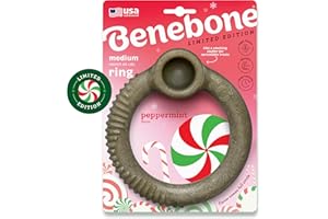 Benebone Peppermint Ring – Limited Edition Holiday Flavor, Durable Chew Toy for Aggressive Chewers, Made in USA, Medium