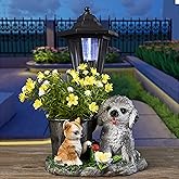 PARAS KORS Garden Statue Decor, Flower Pots Planters Pots for Succulent, Outdoor Garden Sculpture for Patio Balcony Yard Lawn Decor, Outdoor Statues for Balcony Gifts (Dog&Cat)