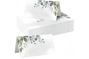 50 Pack Place Cards for Table Setting, WizeFolk Blank Fillable Banquet Seat Card, Escort Cards, Name Cards, Wedding Place Car