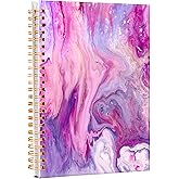 iampanda Spiral Journal Notebook,Strong Twin-Wire Binding with Premium Paper for Girl Women,Luxury 60 Sheets A5 College Ruled Notebook/Journal,Perfect for School Office Home Gifts,Pink Purple Marble