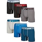 Active 23 Mens Multipack Dry Fit Performance Boxer Briefs for Men, Cooling Moisture Wicking Athletic Support Underwear
