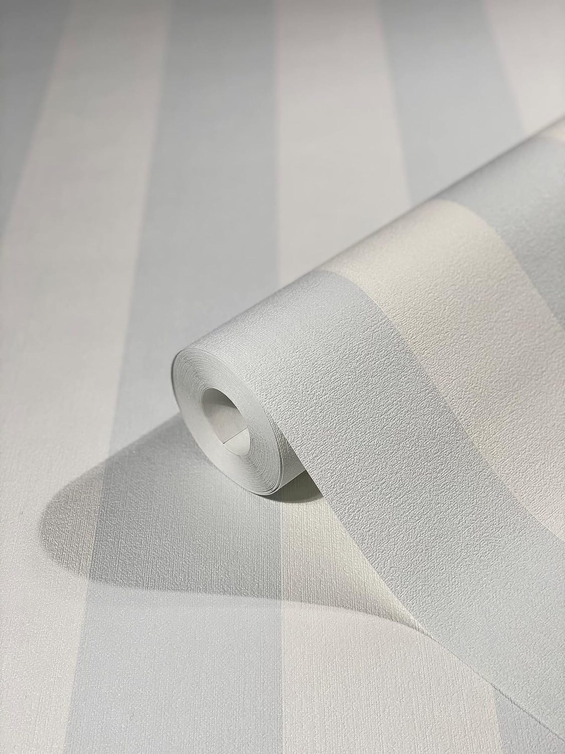 WALLCOVER Non-Woven Wallpaper Blue Stripes Country House White Light Blue Lines Modern Block Stripe Wallpaper Fine Structure 10.05 x 0.53 m Made in Germany