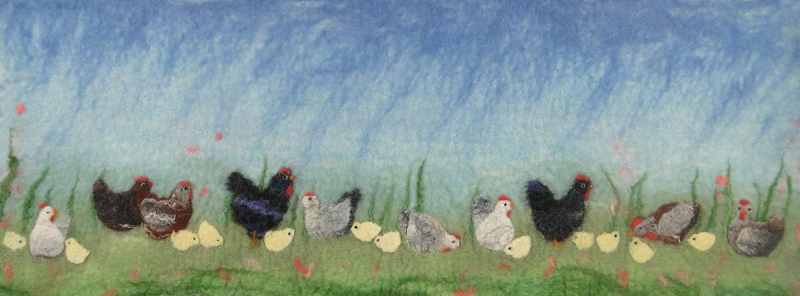Artfelt Chicken Picture Felting kit, a Carefully Designed Craft kit to Make a Felted Picture with Chickens, Chicks and a cockerel