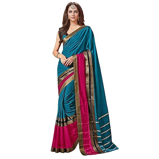 Womens Art Cotton Silk Saree With Blouse Piece