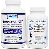 Serracor-NK (300) & Serra-RX 260,000 SU (120)- Scar Tissue Bundle - Acid-Resistant Serrapeptase Proteolytic Systemic Enzyme