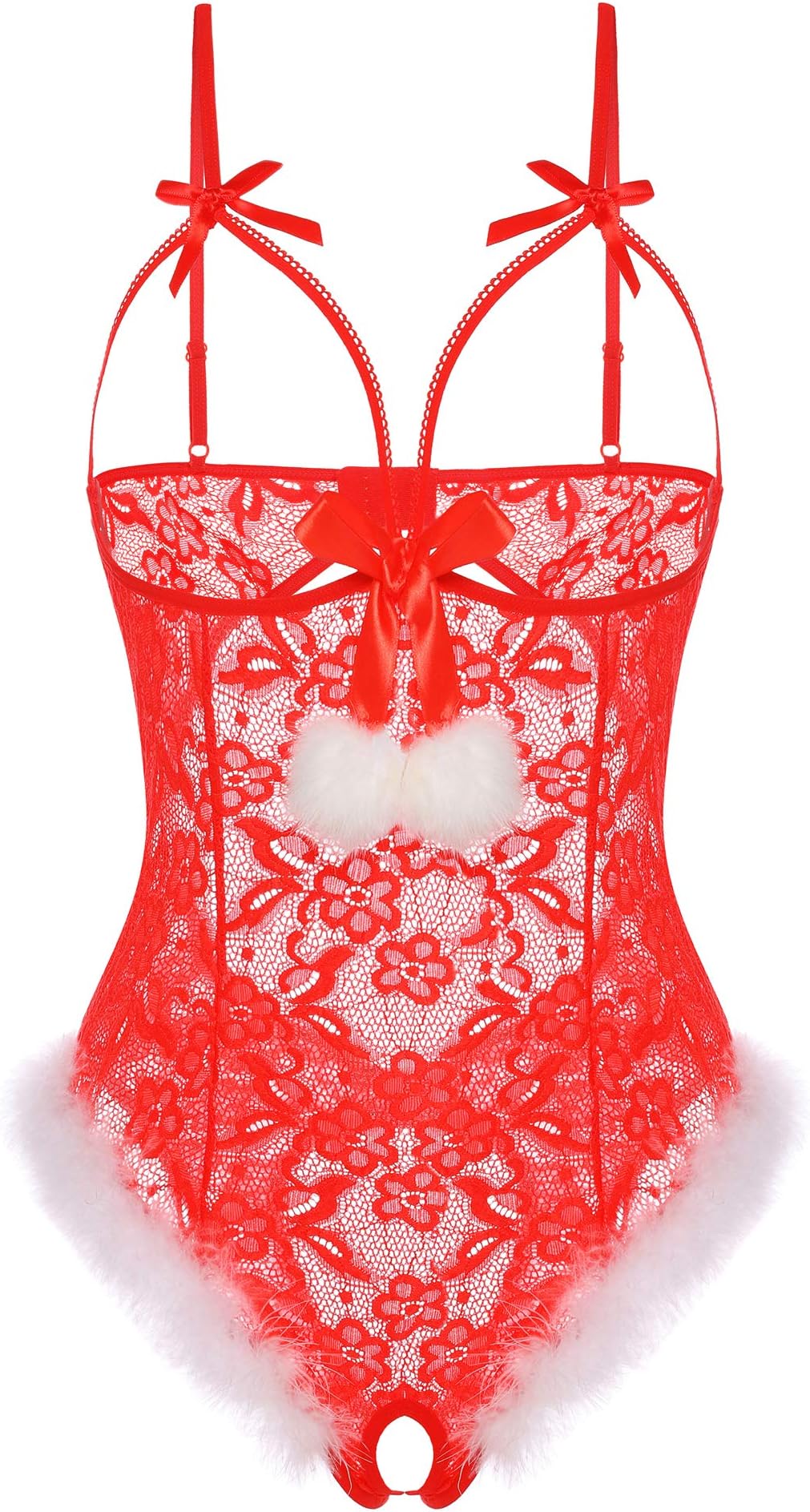 OSVTNI Women Teddy Lingerie One Piece Lace Babydoll Bodysuit Nightie Dark Red